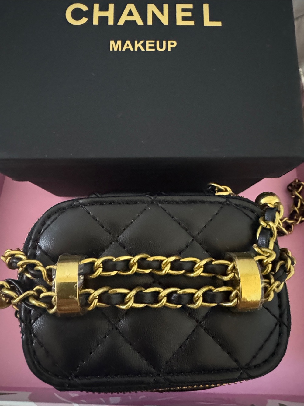 CHANEL Black Quilted Mini Vanity Bag with Gold CC Hardware - Picture 2 of 8